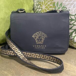 Versace Black Crossbody Bag with Gold Accents